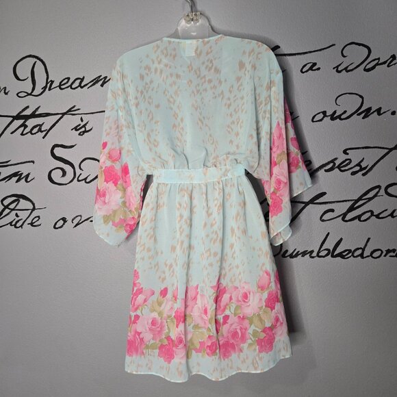 Floral Delicate Chiffon Robe by Cinema Etoile, Rose Chee, S - Picture 3 of 5